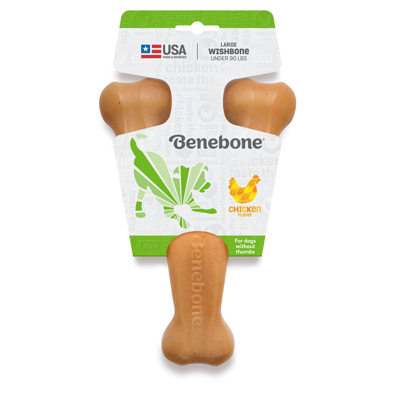 Benebone Wishbone Durable Dog Chew Toy, Real Chicken Large