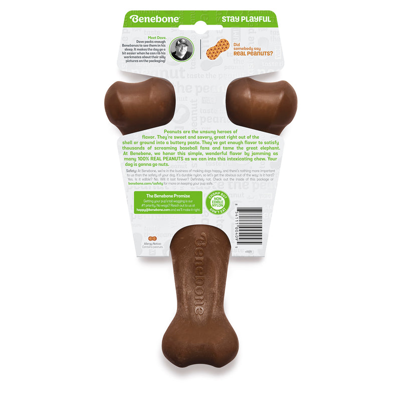 Benebone Wishbone  Durable Dog Chew Toy, Real Peanuts Large