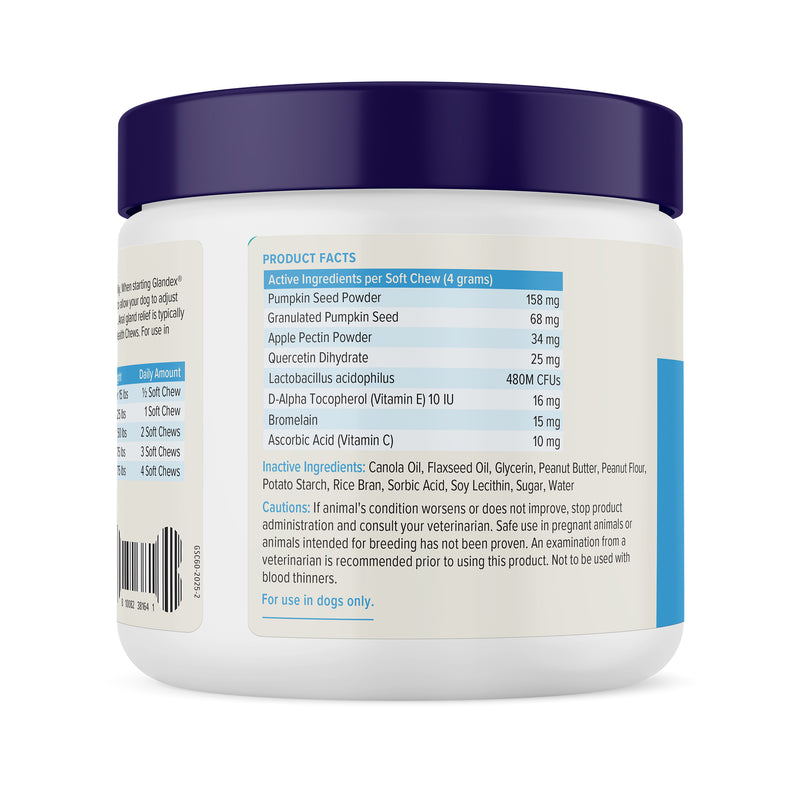 Vetnique Glandex for Dogs Anal Gland & Digestive Support Soft Chews, Peanut Butter, 60ct