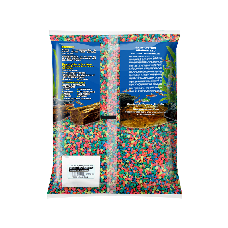 PURE WATER PEBBLES GRAVEL NEON RAINBOW 5LB