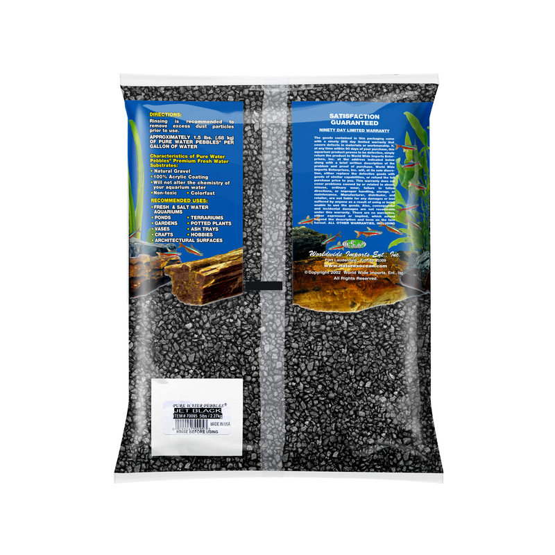 PURE WATER PEBBLES GRAVEL JET BLACK 5LB