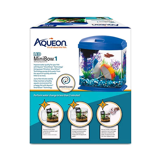 Aqueon Blue LED MiniBow SmartClean Kit, 1 Gallon