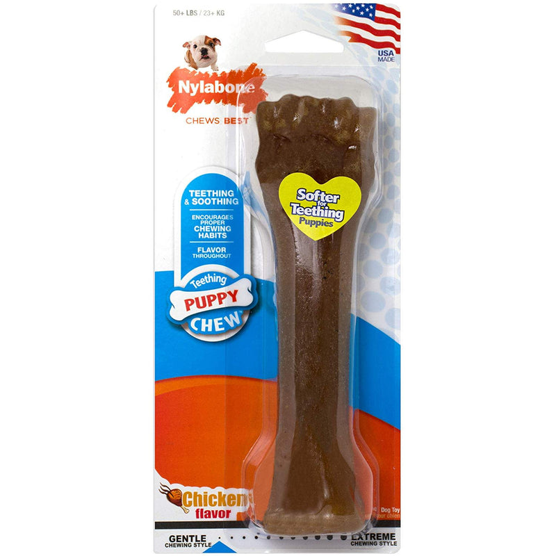 Nylabone Just for Puppies Teething Chew Toy Classic Bone Chicken X-Large 50+ lbs.