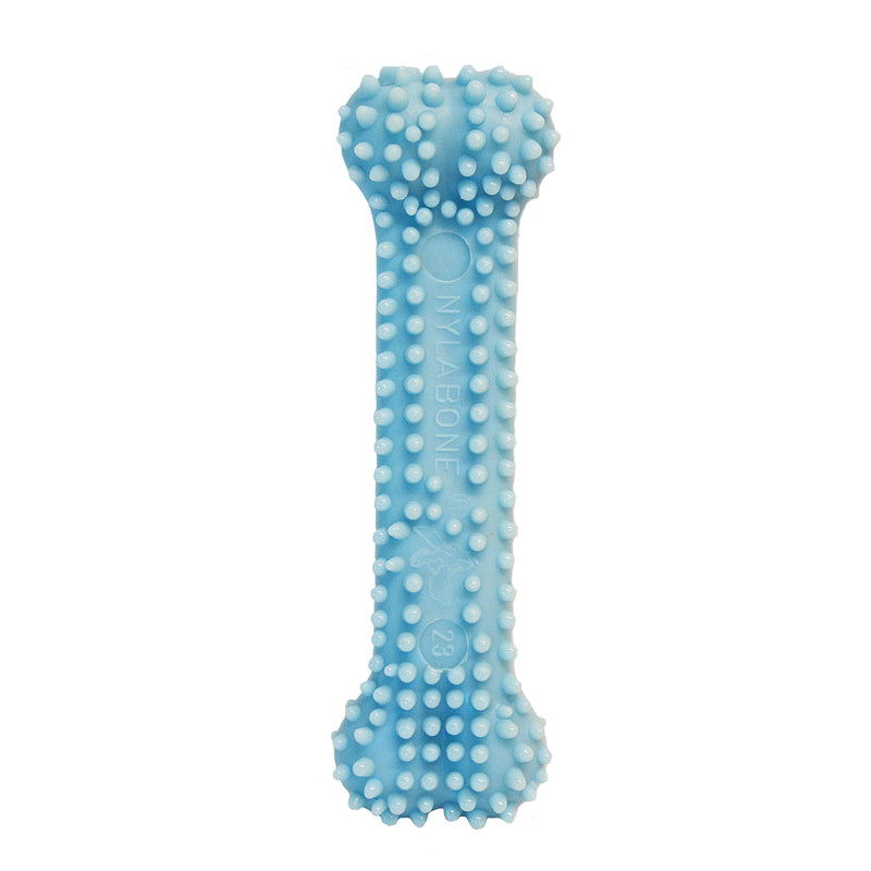 Nylabone Puppy Teething & Soothing Flexible Chew Toy Teething Bone Chicken Blue X-Small up to 15 lbs.