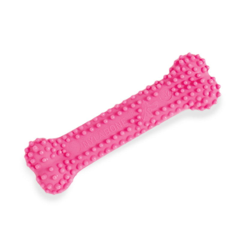 Nylabone Puppy Teething & Soothing Flexible Chew Toy Teething Bone Chicken Pink X-Small up to 15 lbs.