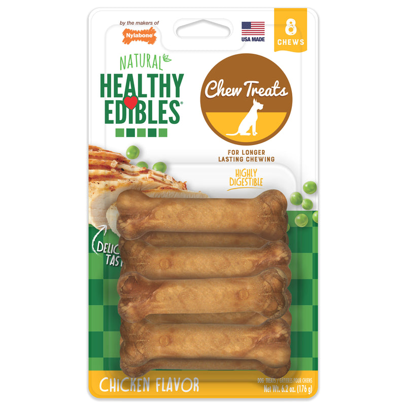 Nylabone Healthy Edibles All-Natural Long Lasting Chicken Flavor Dog Chew Treats 8 Count X-Small/Petite
