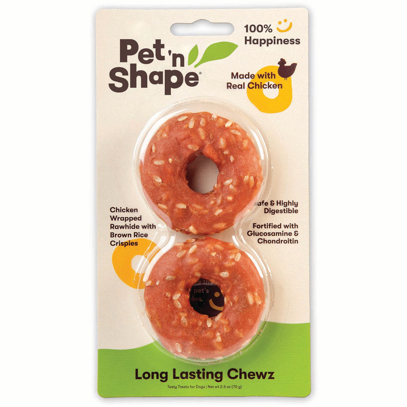 Pet 'n Shape Long Lasting Chicken Chewz Dog Treat 2.5 Inch Ring 2 pack