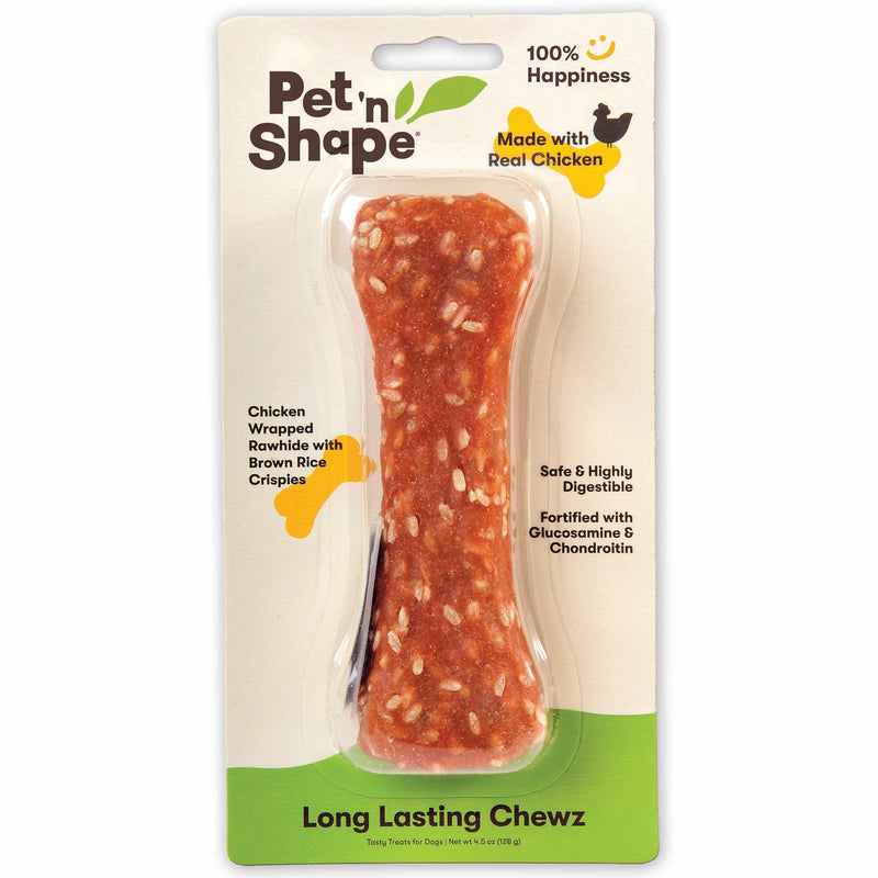 Pet 'n Shape Long Lasting Chicken Chewz Dog Treat 1 Bones, 6-Inch Long