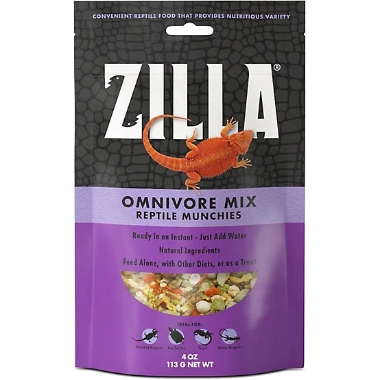 Zilla Reptile Munchies, Omnivore Mix with Calcium, 4 oz.