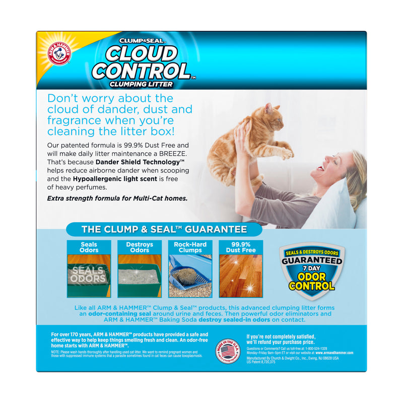 ARM & HAMMER Cloud Control Multi-Cat Clumping Cat Litter with Hypoallergenic Light Scent, 14 lb