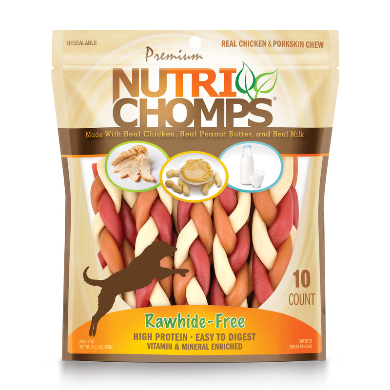 NutriChomps 6-inch Multi-Ply Assorted Flavor Braids, 10 Count Dog Chews