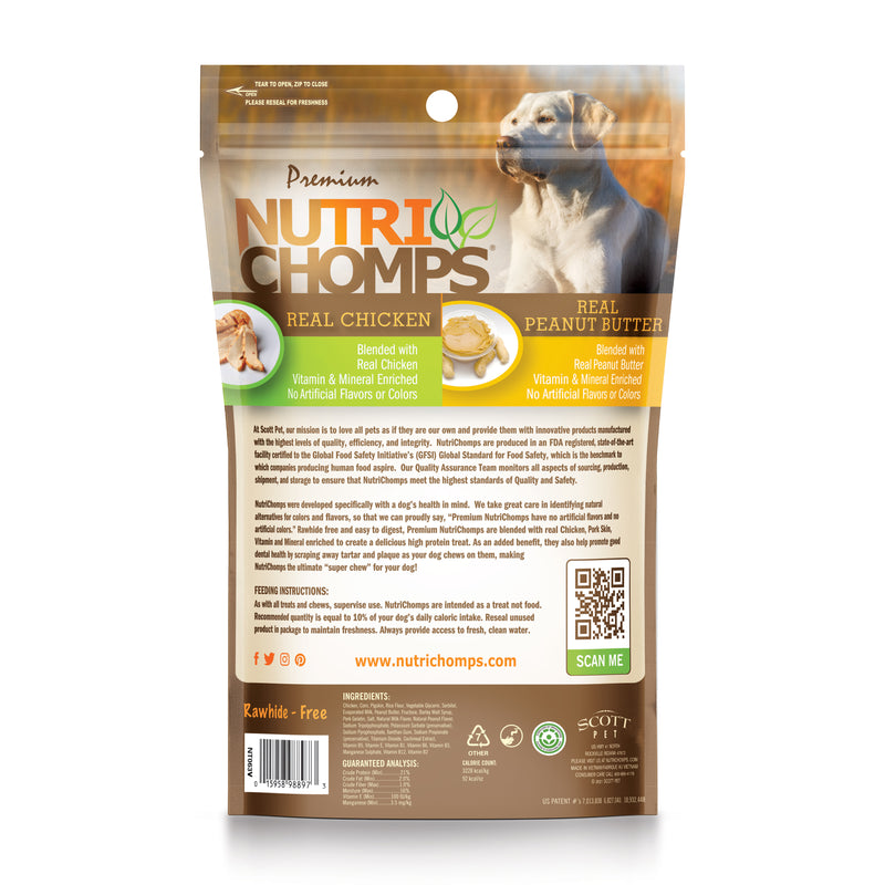 NutriChomps 6-inch Peanut Butter Wrapped Mini Twist, 10 Count Dog Chews