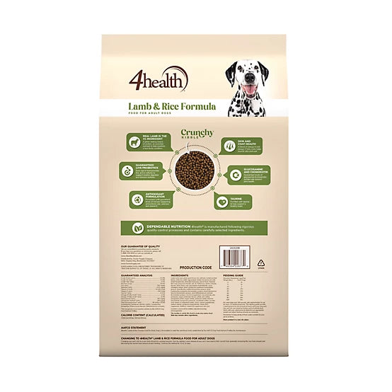 4health with Wholesome Grains Adult Lamb and Rice Formula Dry Dog Food, 45lb