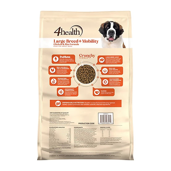 4health with Wholesome Grains Large Breed and Mobility Adult Chicken and Rice Formula Dry Dog Food, 45lb