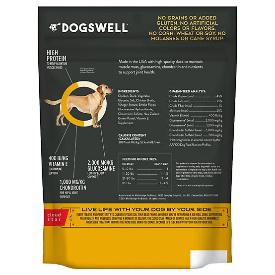 Dogswell Hip & Joint Jerky Treats, Duck Recipe, 12 oz