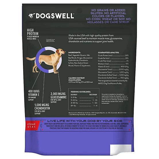 Dogswell Hip & Joint Jerky Treats, Beef Recipe 12 oz.