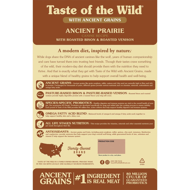 Taste of the Wild Ancient Prairie Canine Recipe with Roasted Bison & Roasted Venison Dry Dog Food