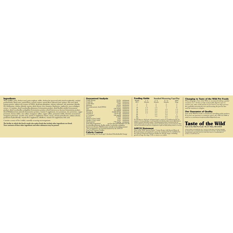 Taste of the Wild Ancient Prairie Canine Recipe with Roasted Bison & Roasted Venison Dry Dog Food
