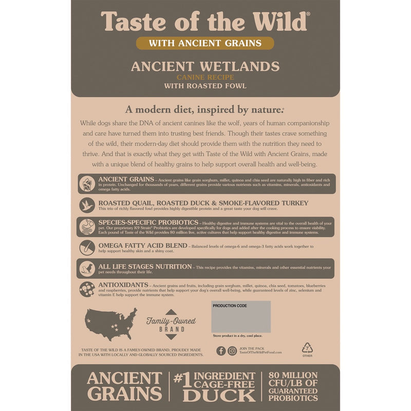 Taste of the Wild Ancient Wetlands Canine Recipe with Roasted Fowl Dry Dog Food