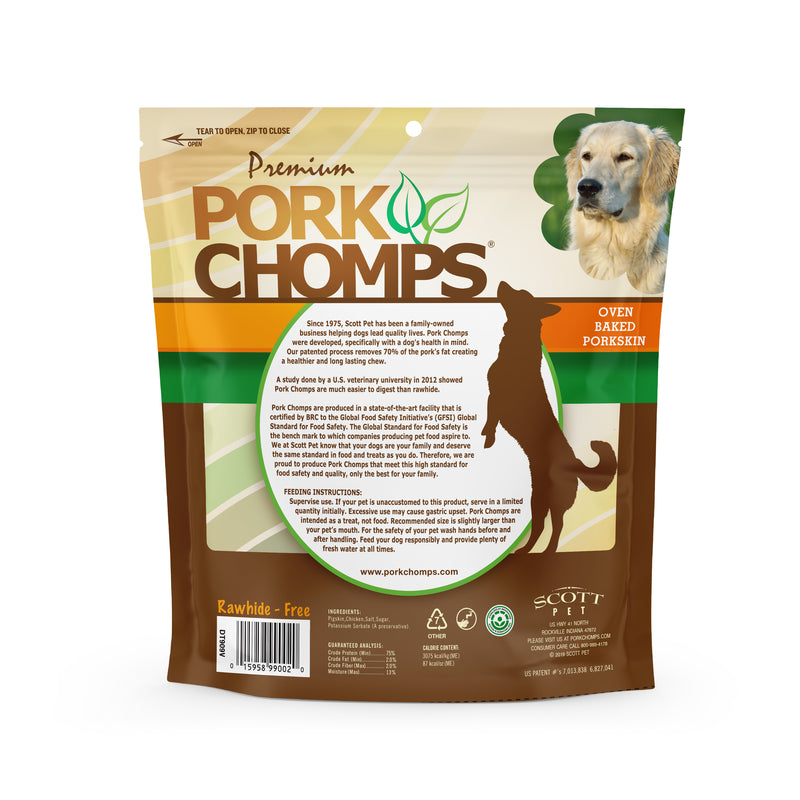 Pork Chomps 3-inch Baked Pork Skin Knots with Real Chicken wrap, 18 count Dog Chews