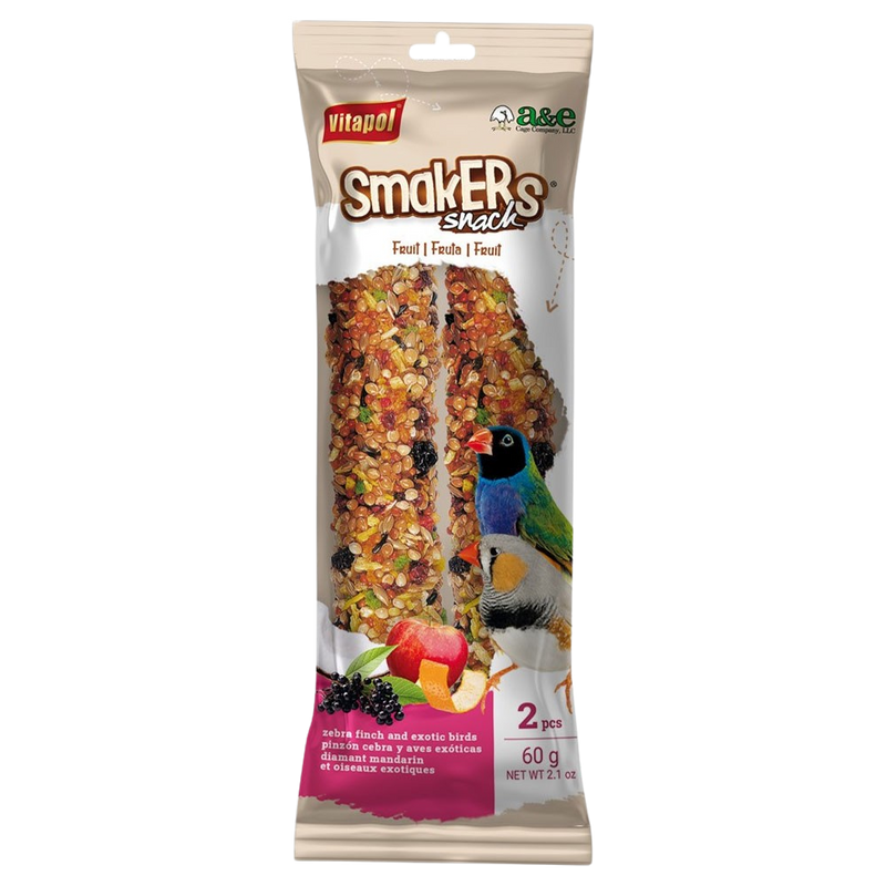 Smakers Zebra Finch Fruit Treat Sticks, 2 Pack, by A&E Cage Co