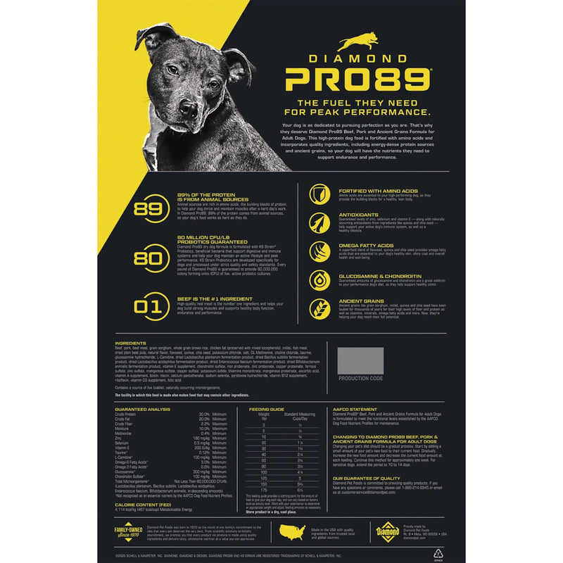 Diamond Pro89 Beef, Pork, & Ancient Grains Formula Adult Dry Dog Food
