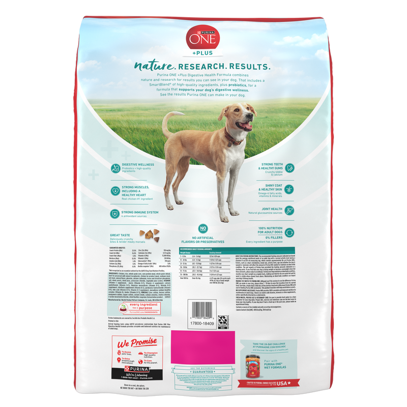 Purina One Plus Digestive Health Formula Dry Dog Food Natural with Added Vitamins, Minerals and Nutrients