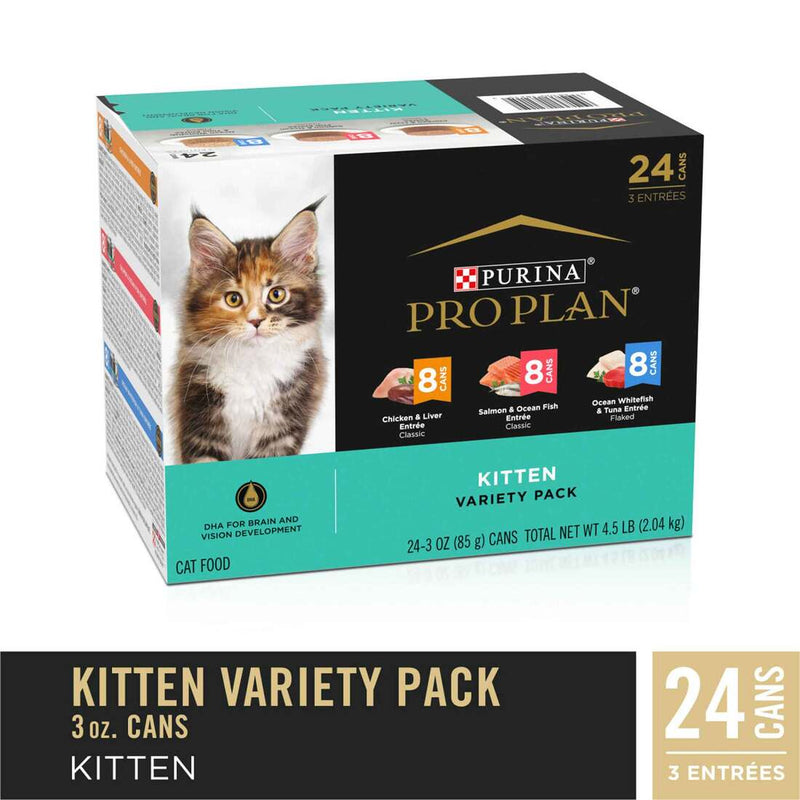 Purina Pro Plan Variety Pack Wet Kitten Food, Variety Pack, 24 cans 3oz