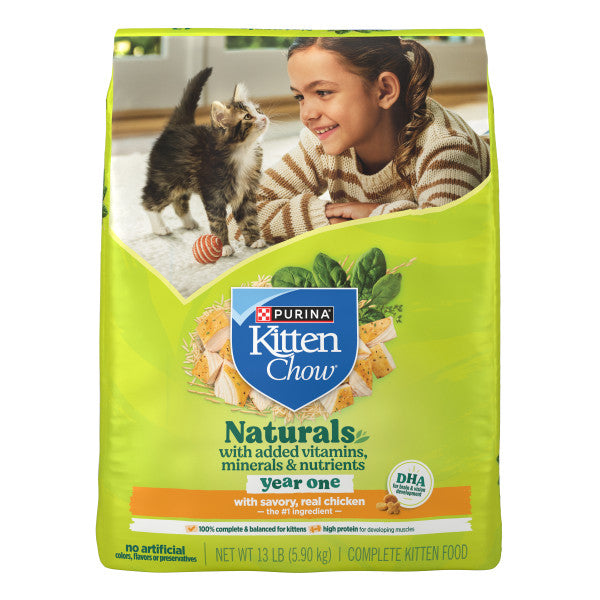 Purina Kitten Chow Naturals with Real Chicken Dry Kitten Food with Added Vitamins and  Minerals?and Nutrients - 13 lb. Bag