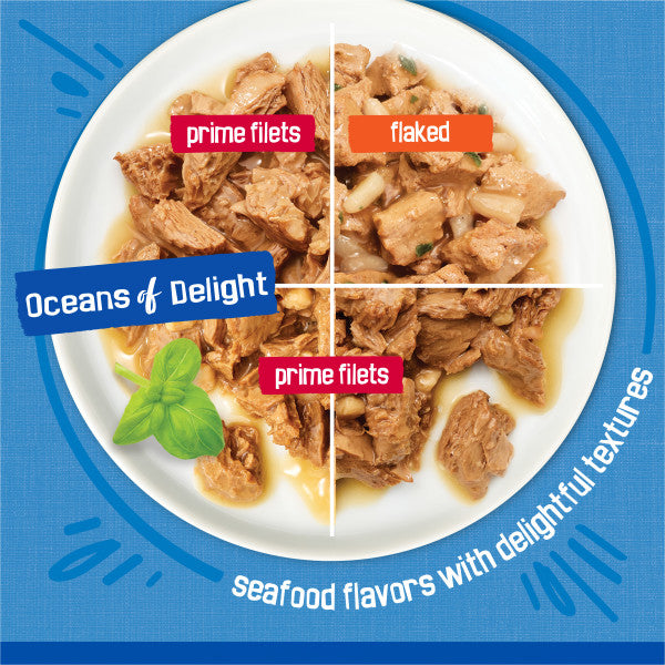 Purina Friskies Wet Cat Food Variety Pack, Oceans of Delight Flaked and Prime Filets - (40) 5.5 oz. Cans
