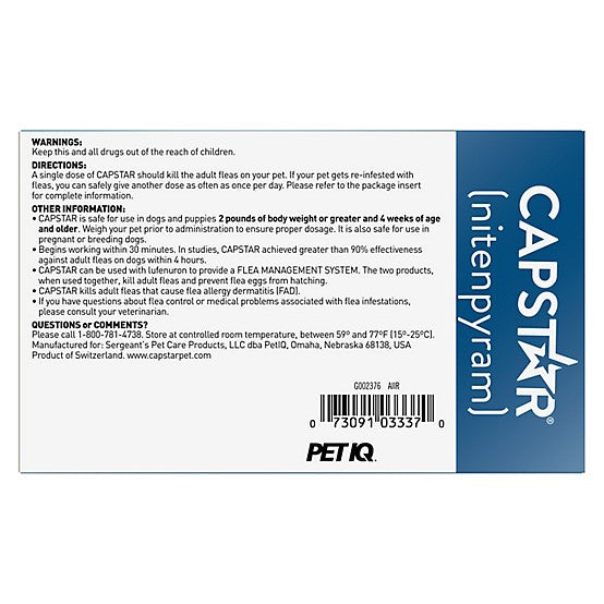 Capstar Flea Control Tablets for Dogs 2-25 lb., 6 ct.
