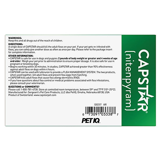 Capstar Flea Control Tablets for Dogs 25 lb. and Up, 6 ct.