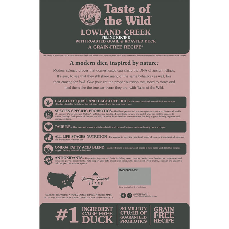 Taste of the Wild Lowland Creek Feline Recipe with Roasted Quail & Roasted Duck Dry Cat Food