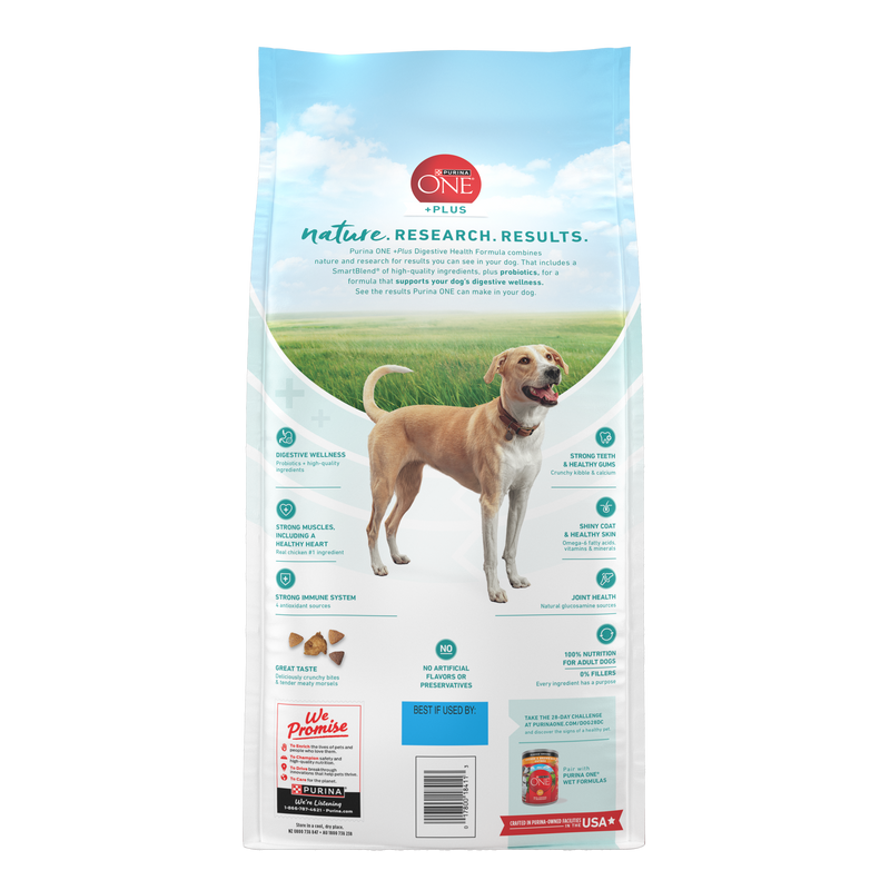 Purina One Plus Digestive Health Formula Dry Dog Food Natural with Added Vitamins, Minerals and Nutrients