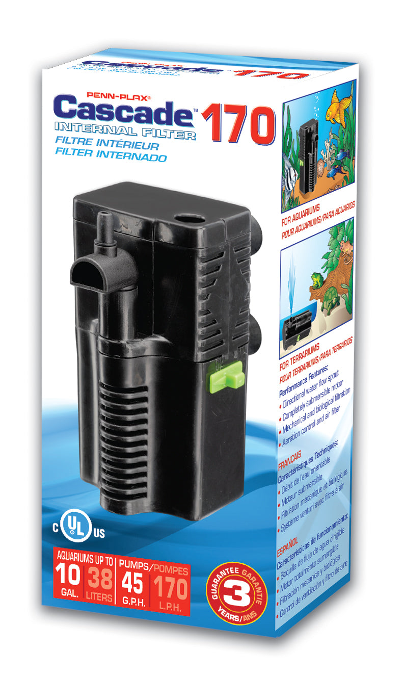 Penn-Plax Cascade™ 170 Internal Filter - 45 gph - Up to 10 Gallons