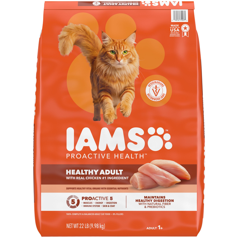 IAMS Proactive Health Healthy Adult Dry Cat Food With Chicken, 22 lb. Bag
