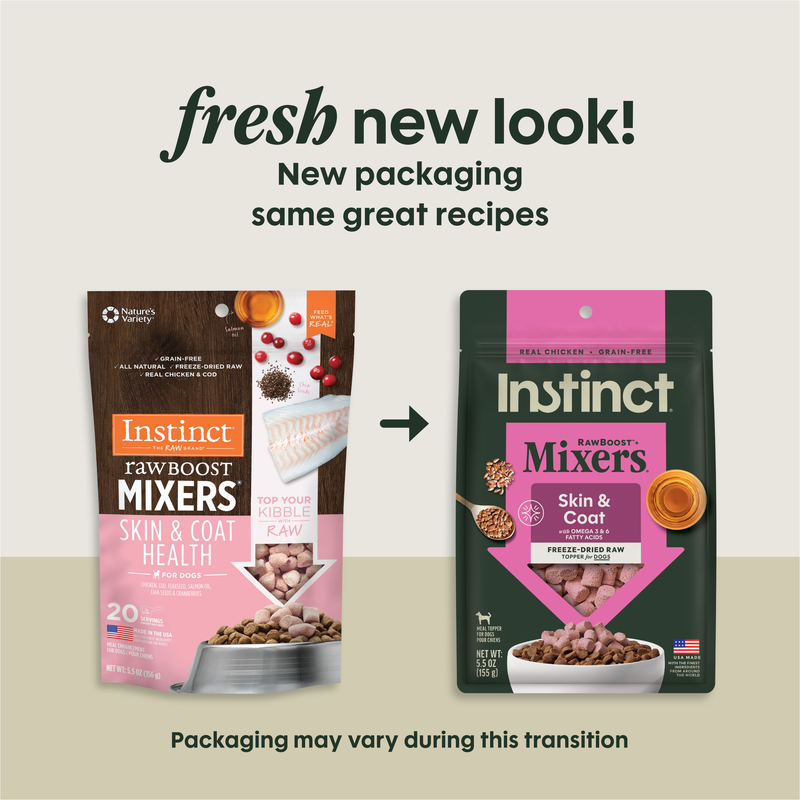 Instinct Raw Boost Mixers Grain Free Skin & Coat Health Freeze Dried Raw Dog Food Topper