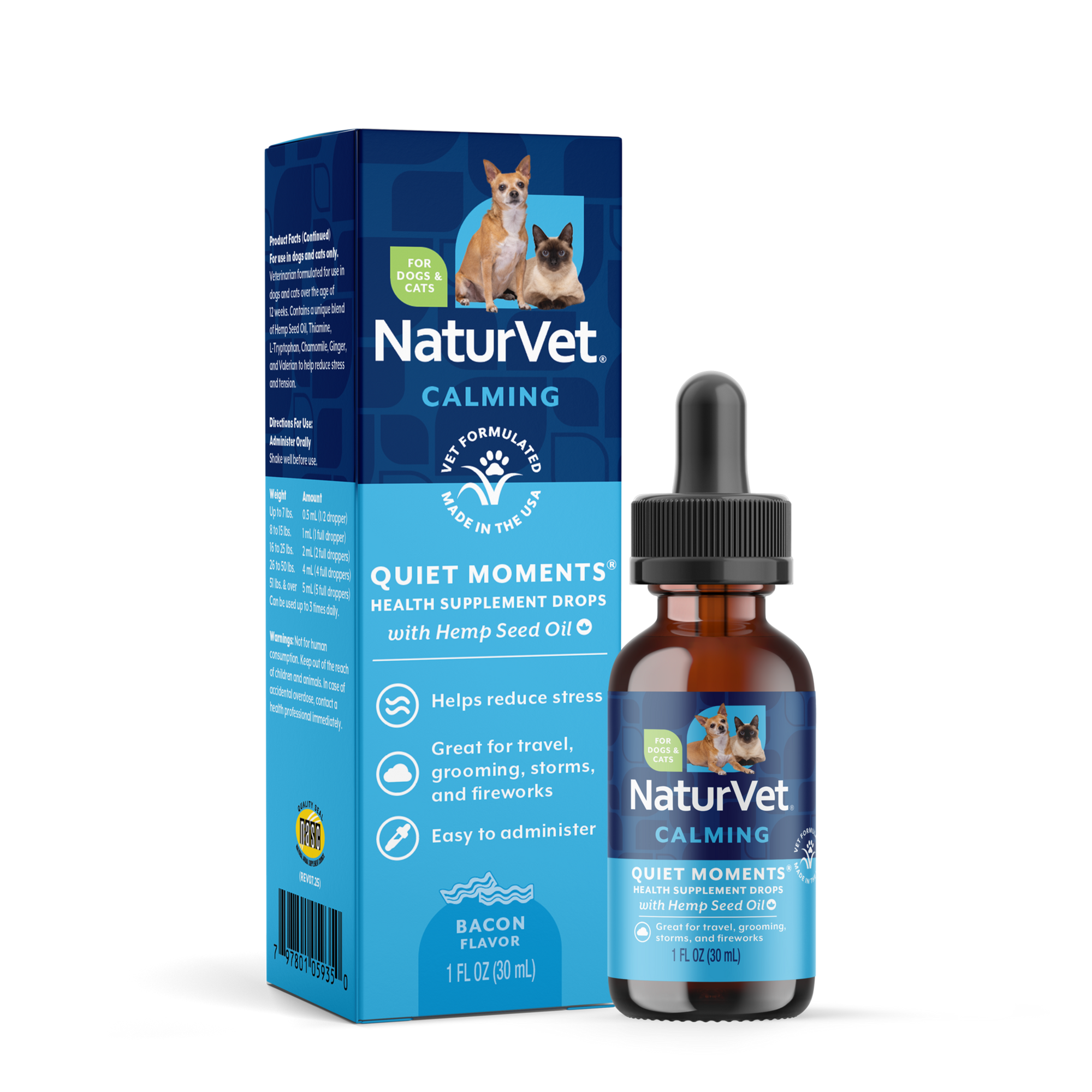 NaturVet Quiet Moments with Hemp Seed Oil Calming Supplement Drops