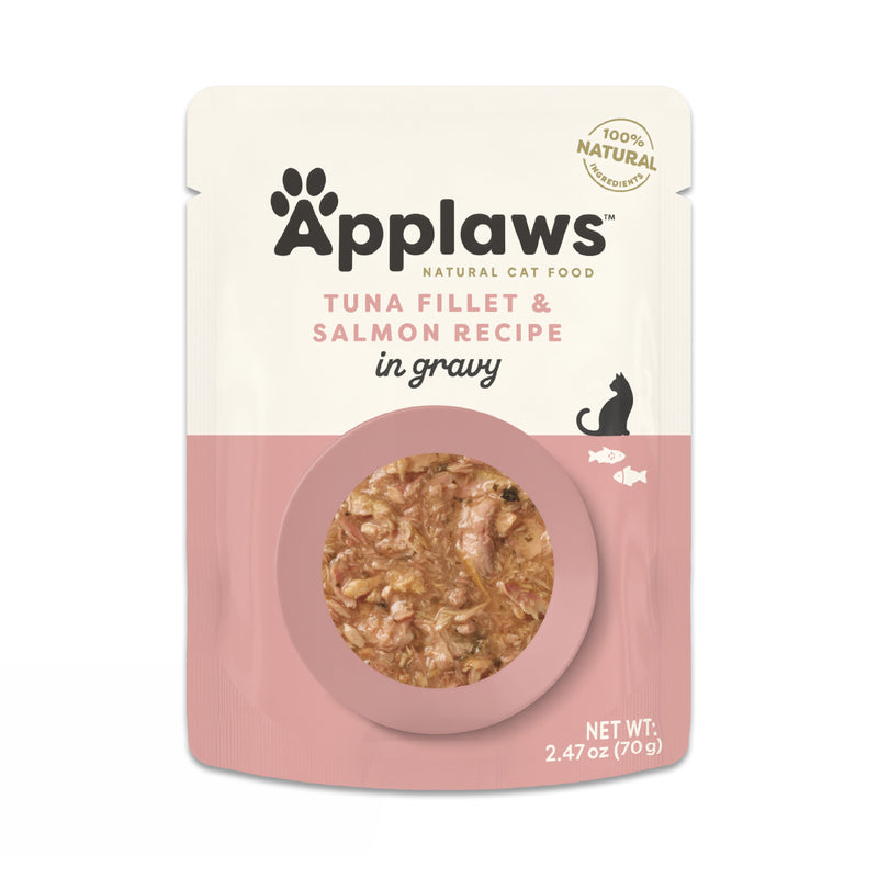 Applaws Cat Pouch 2.47oz Tuna Flakes with Sockeye Salmon in Gravy