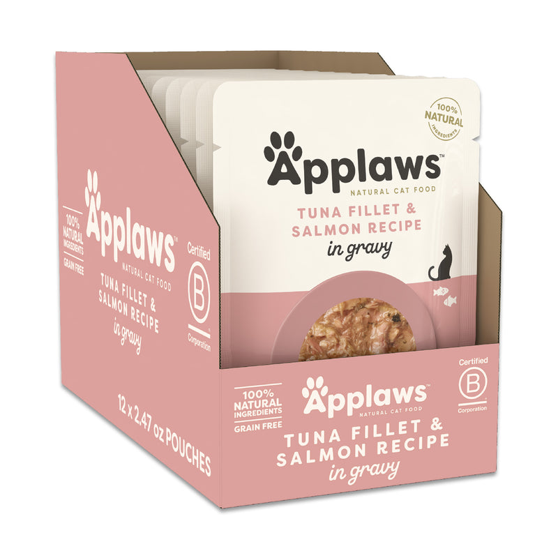 Applaws Cat Pouch 2.47oz Tuna Flakes with Sockeye Salmon in Gravy