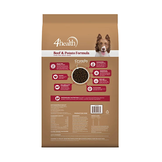 4health Grain Free Adult Beef and Potato Formula Dry Dog Food, 40lb