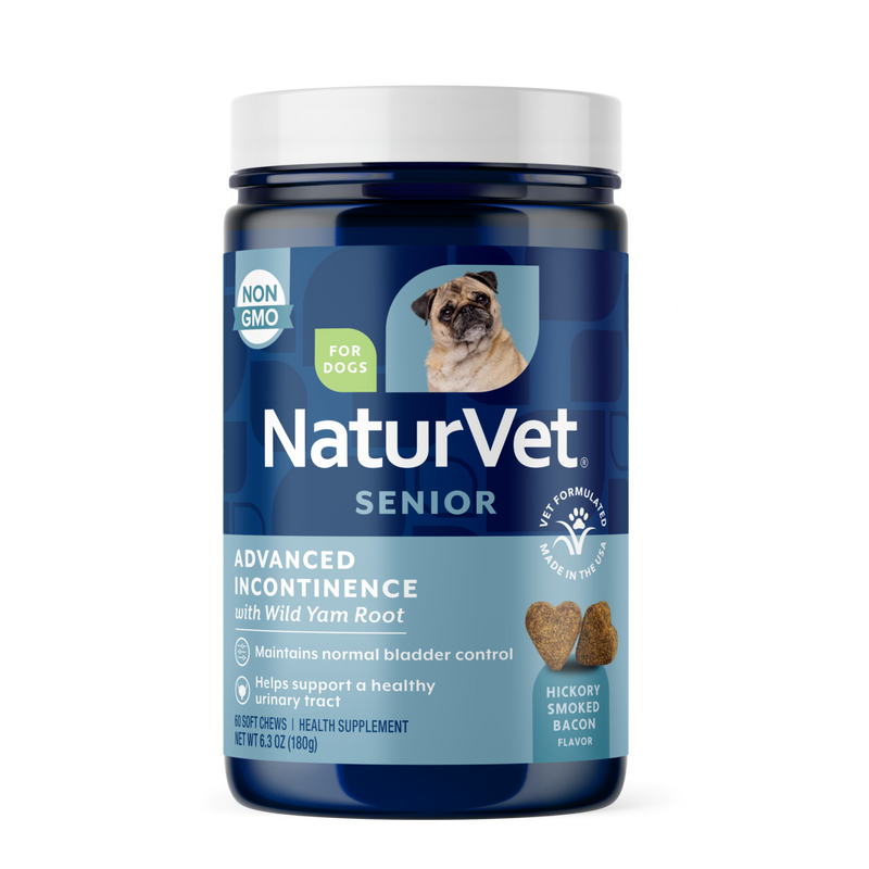 NaturVet Advanced Incontinence Senior Supplement for Dogs, Hickory Smoked Bacon Flavor, 60 Count