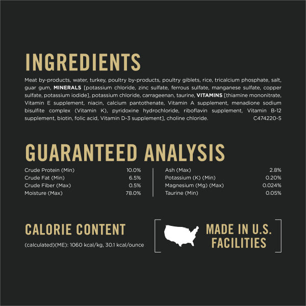 Purina Pro Plan Urinary Tract Health Turkey and Giblets Entree Classic Wet Cat Food Pate - 5.5 oz. Can