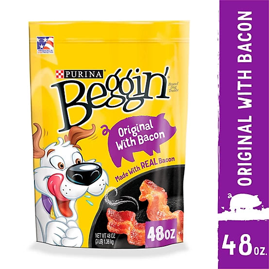 Purina Beggin' Bacon Flavor Real Meat Dog Strip Treats, 48 oz.