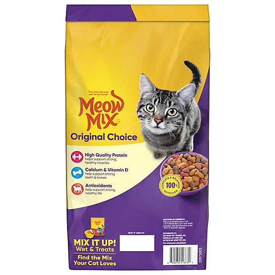 Meow Mix Original Choice Adult Ocean Fish, Chicken, Salmon and Turkey Recipe Dry Cat Food, 6.3lb