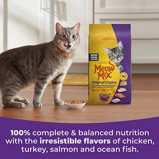 Meow Mix Original Choice Adult Ocean Fish, Chicken, Salmon and Turkey Recipe Dry Cat Food, 6.3lb
