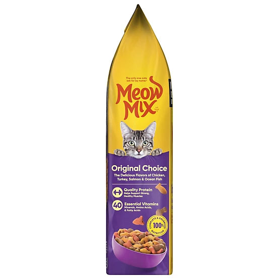 Meow Mix Original Choice Adult Ocean Fish, Chicken, Salmon and Turkey Recipe Dry Cat Food, 6.3lb