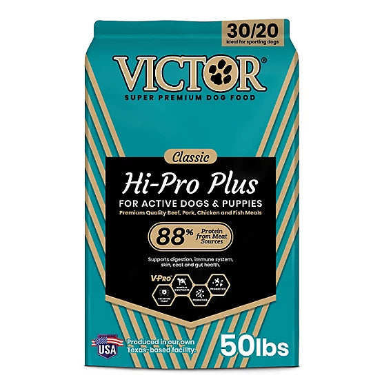 Victor Classic Hi-Pro Plus All Life Stages Beef, Chicken, Fish and Pork Recipe Dry Dog Food, 50lb