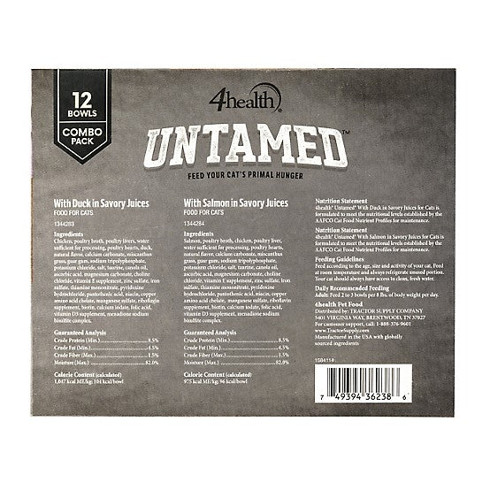 4health Untamed Adult Grain-Free Stillwater Marsh/Glacial Stream Recipe Wet Cat Food Variety Pack, 3.5 oz., Pack of 12 Trays