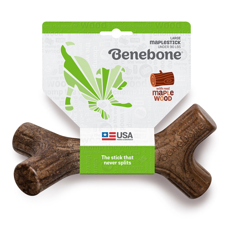 Benebone Maplestick Durable Dog Chew Toy, Real Maplewood Large